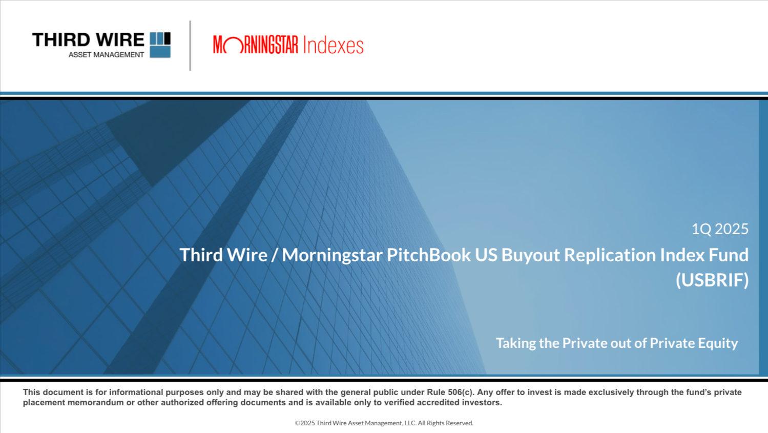 Third Wire Eyes Private Markets Evolution — Brings Investors New Fund Based on Morningstar PitchBook Buyout Replication Index